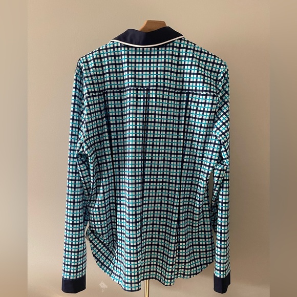 Kinona | UPF 50+ Class Act Long Sleeve Golf Shirt Mediterranean Check - Picture 3 of 8